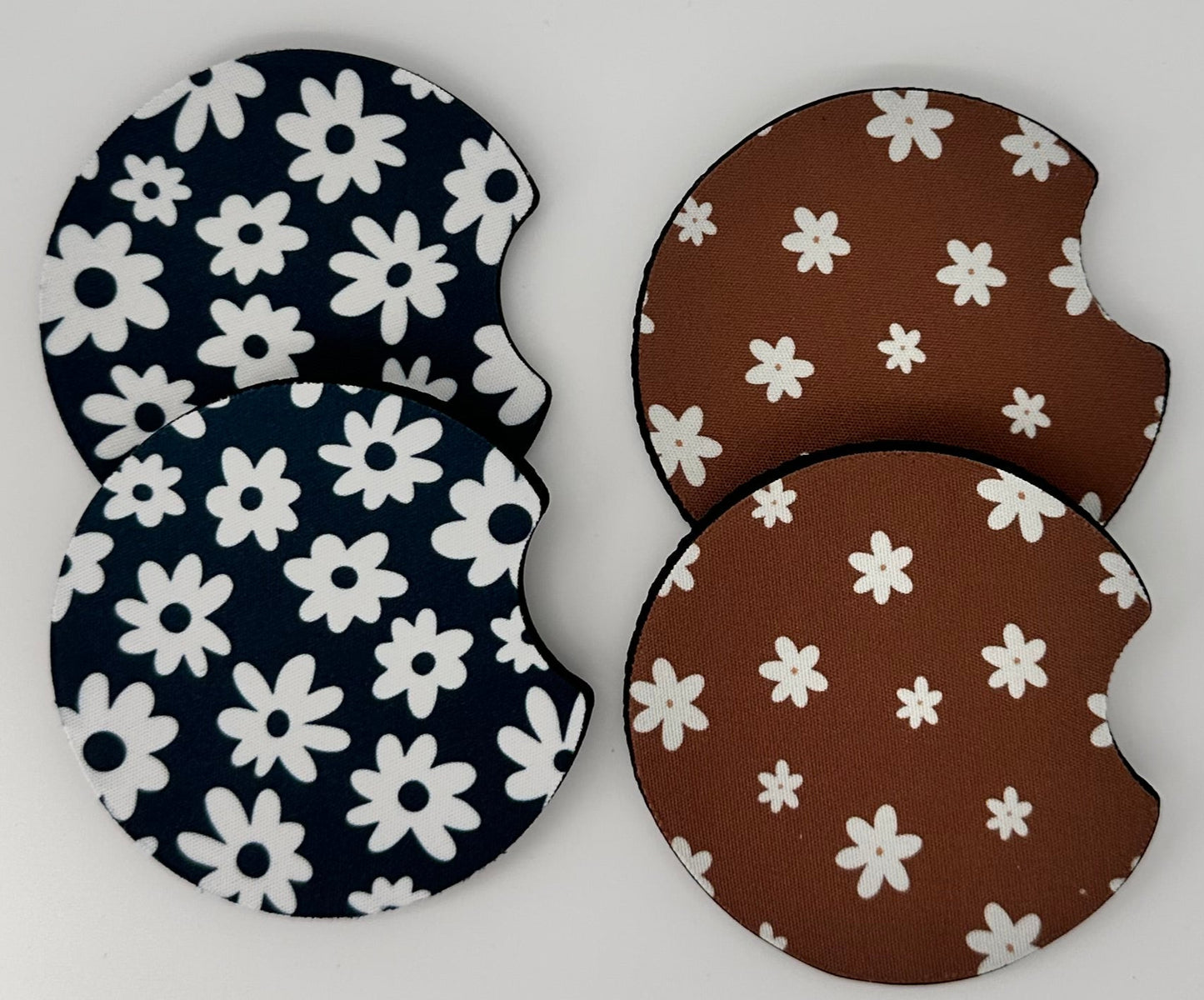 Wholesale 8 pack- Car Coaster 2pc Set- Unpackaged - Foam Polyester -Made with sublimation - Many Designs