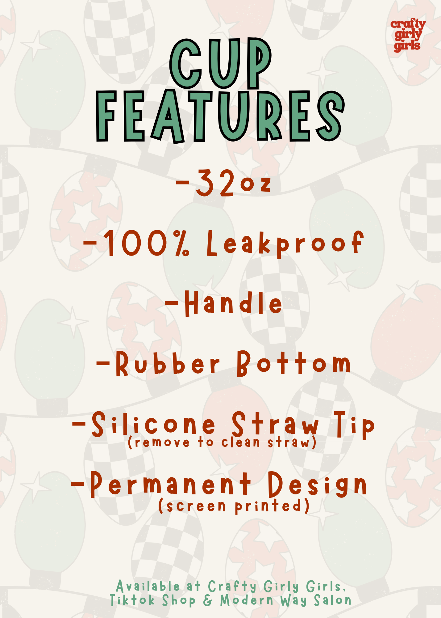 32oz Leak Proof Tumblers - UV Screen Printed - Checkered, Floral, Fall & Christmas