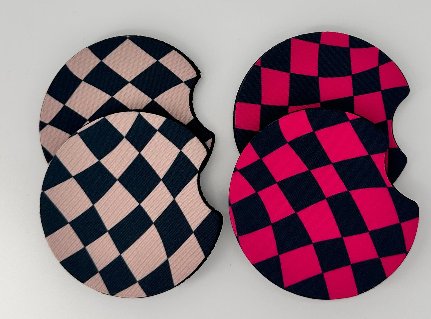 Wholesale 8 pack- Car Coaster 2pc Set- Unpackaged - Foam Polyester -Made with sublimation - Many Designs