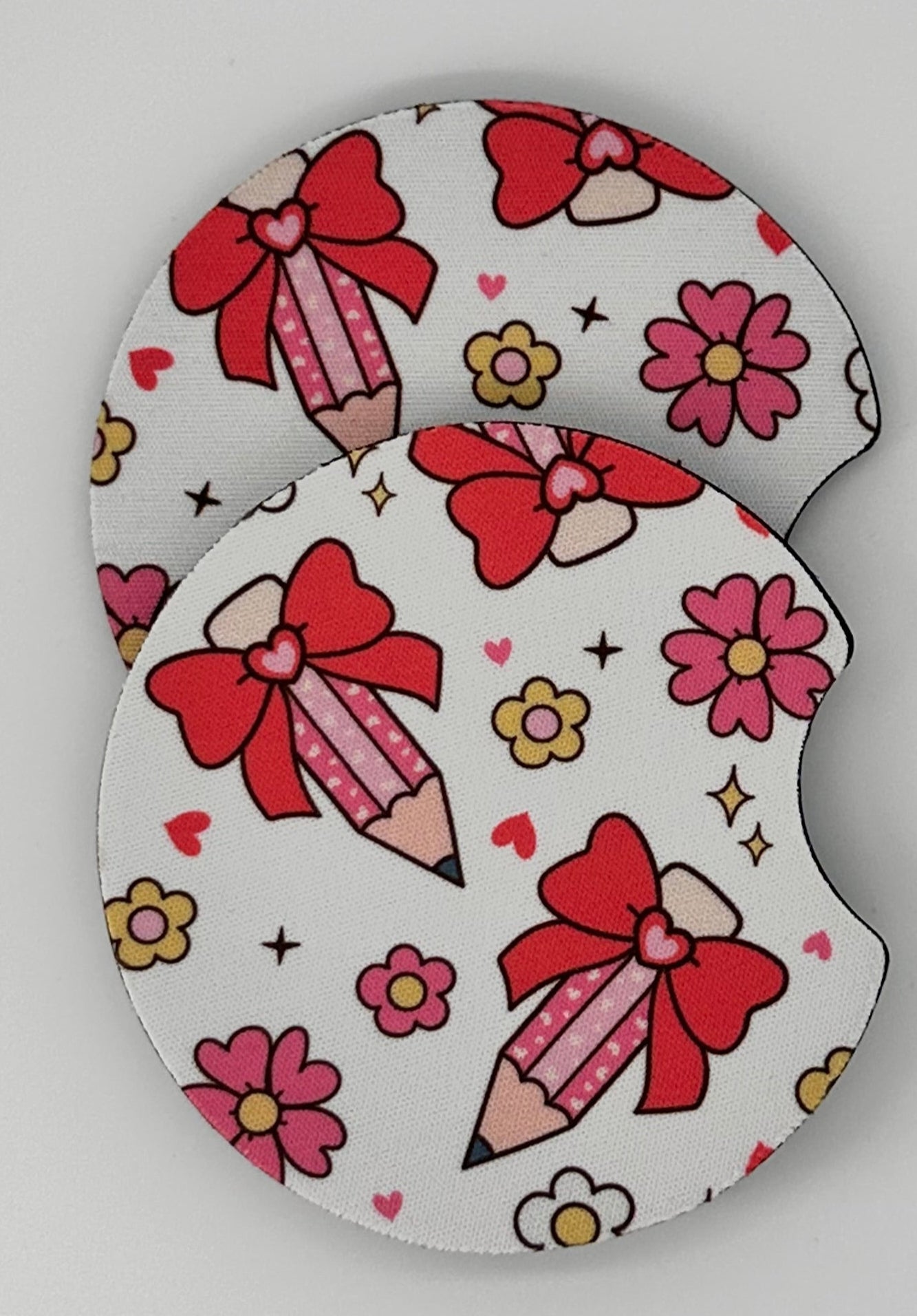 Wholesale 8 pack- Car Coaster 2pc Set- Unpackaged - Foam Polyester -Made with sublimation - Many Designs