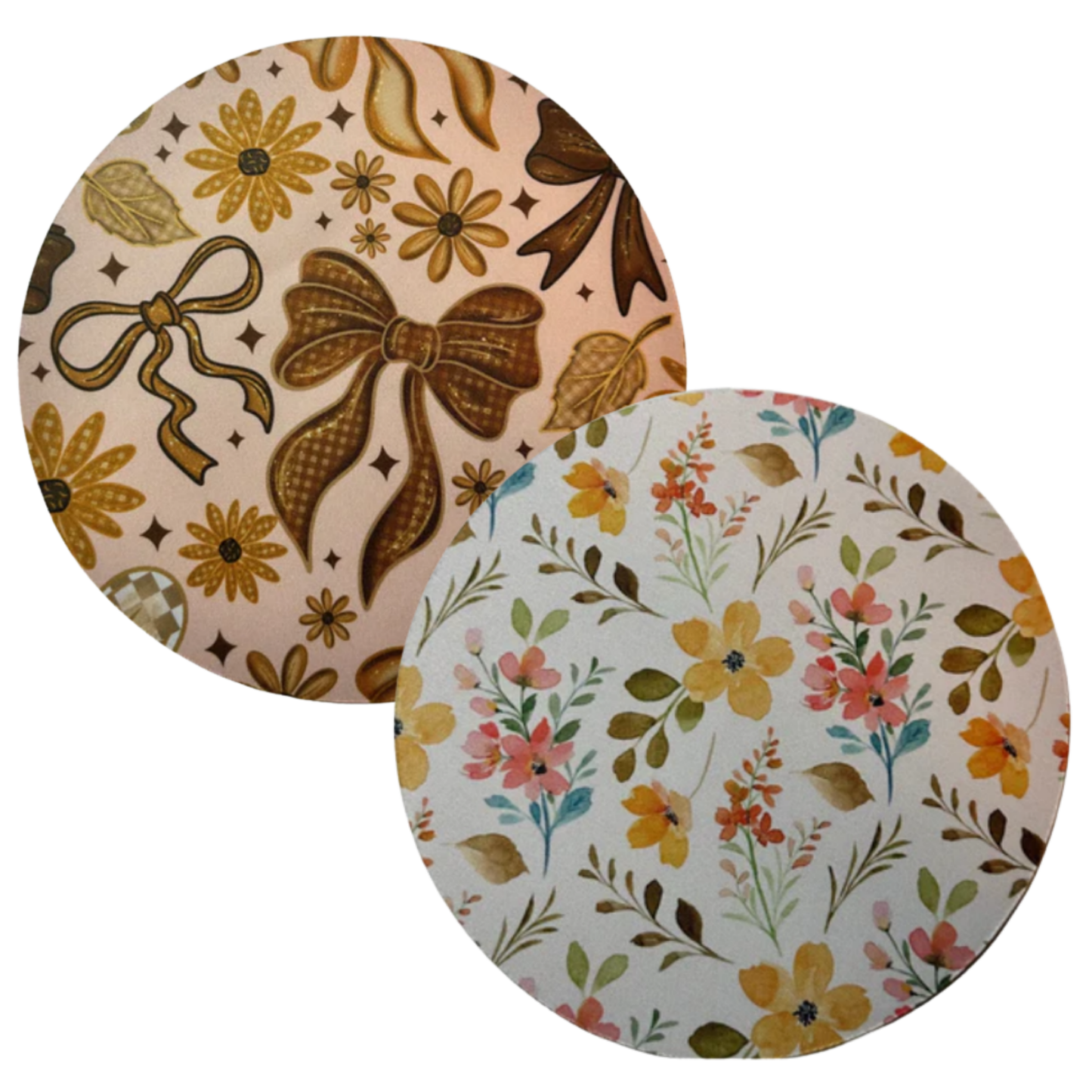 Handmade Computer Mousepads 8" Polyester. Checkered, Floral, Strawberry, Bows Sublimation Printed for Durability and Style