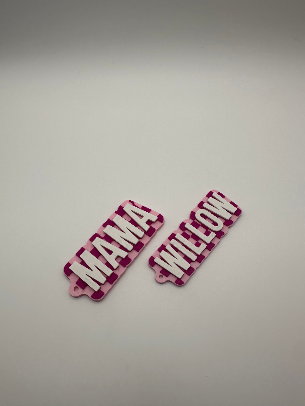 Pink Personalized Checkerboard Keychain