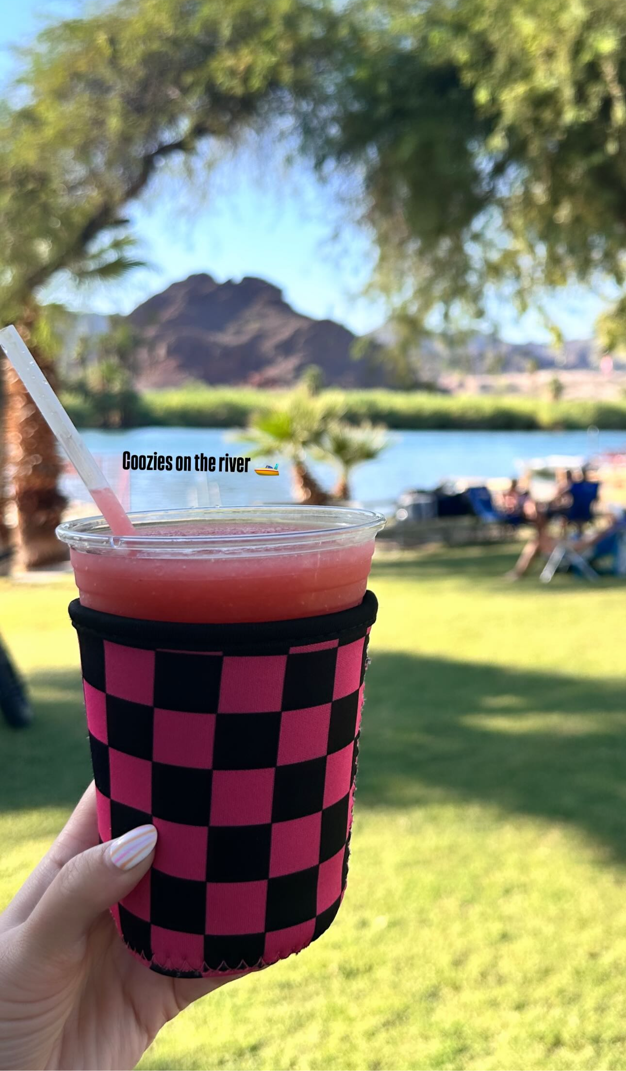 Hot Pink/Black Checkered Coffee Sleeve Coozies - Sweat Proof & Cute