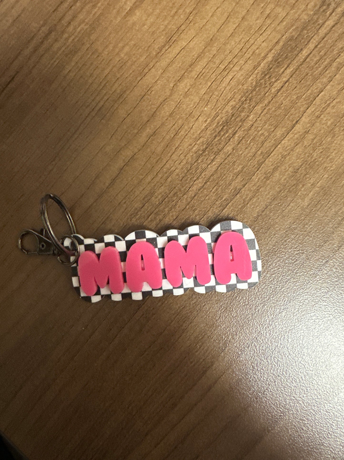 Acrylic Mama Keychains - Checkered, Neutral, Bright Design
