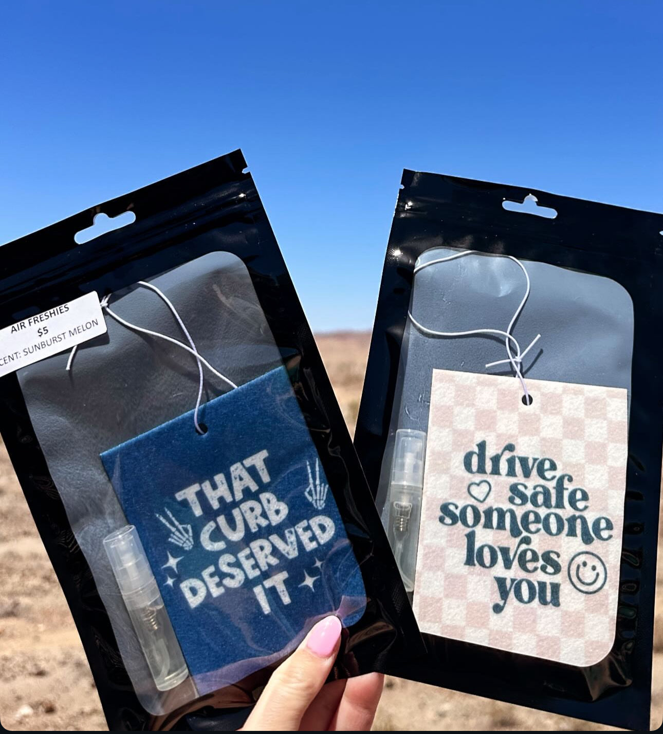 Car Air Freshies - Scented with refill bottle -Customs available