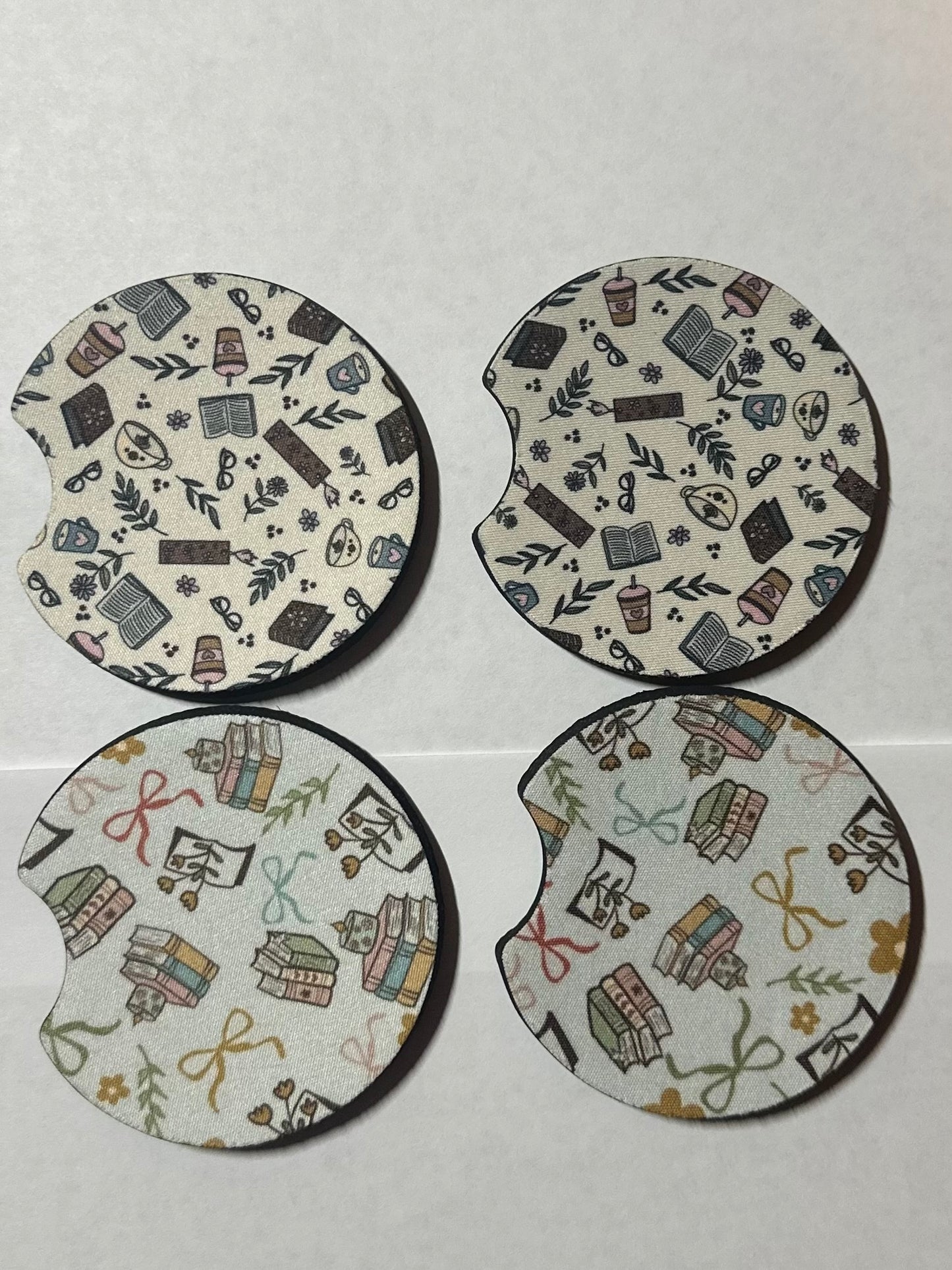 Wholesale 8 pack- Car Coaster 2pc Set- Unpackaged - Foam Polyester -Made with sublimation - Many Designs