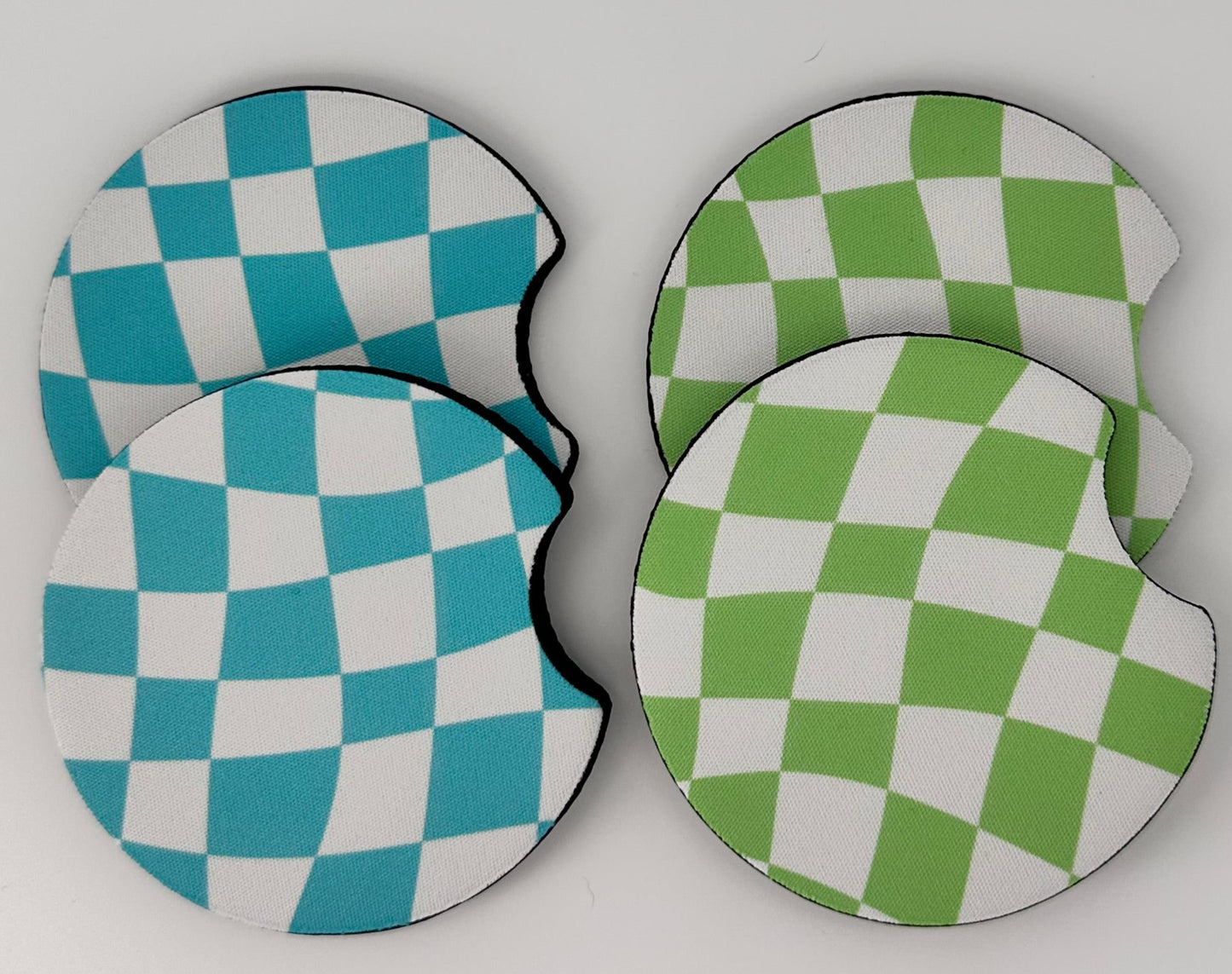 Wholesale 8 pack- Car Coaster 2pc Set- Unpackaged - Foam Polyester -Made with sublimation - Many Designs