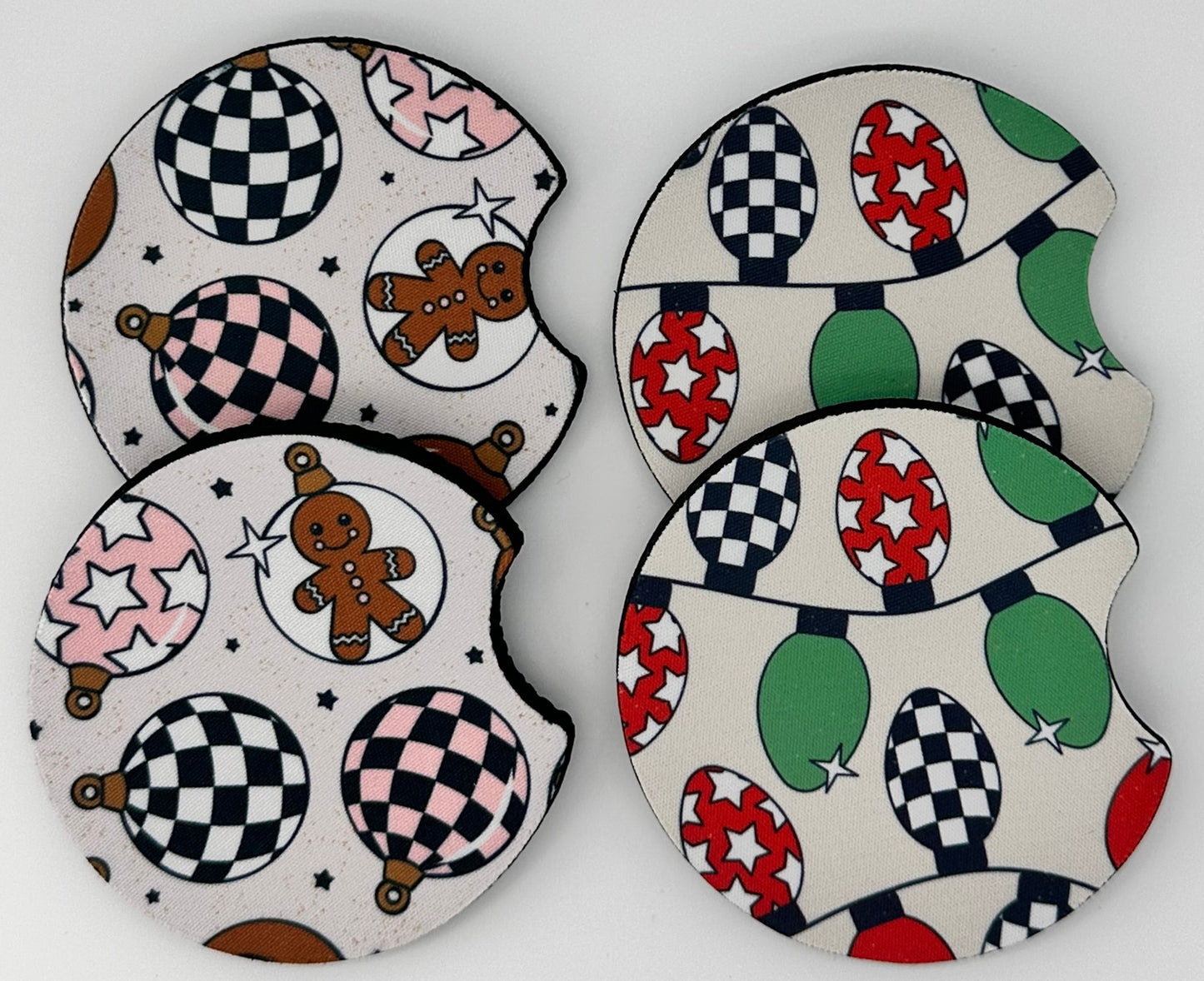 Wholesale 8 pack- Car Coaster 2pc Set- Unpackaged - Foam Polyester -Made with sublimation - Many Designs