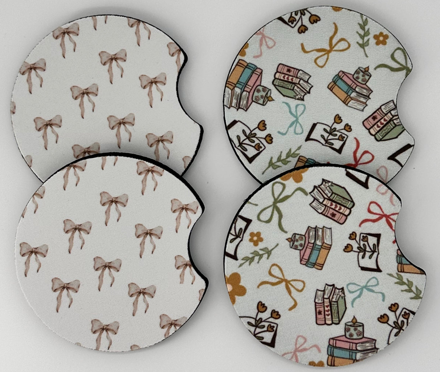 Wholesale 8 pack- Car Coaster 2pc Set- Unpackaged - Foam Polyester -Made with sublimation - Many Designs