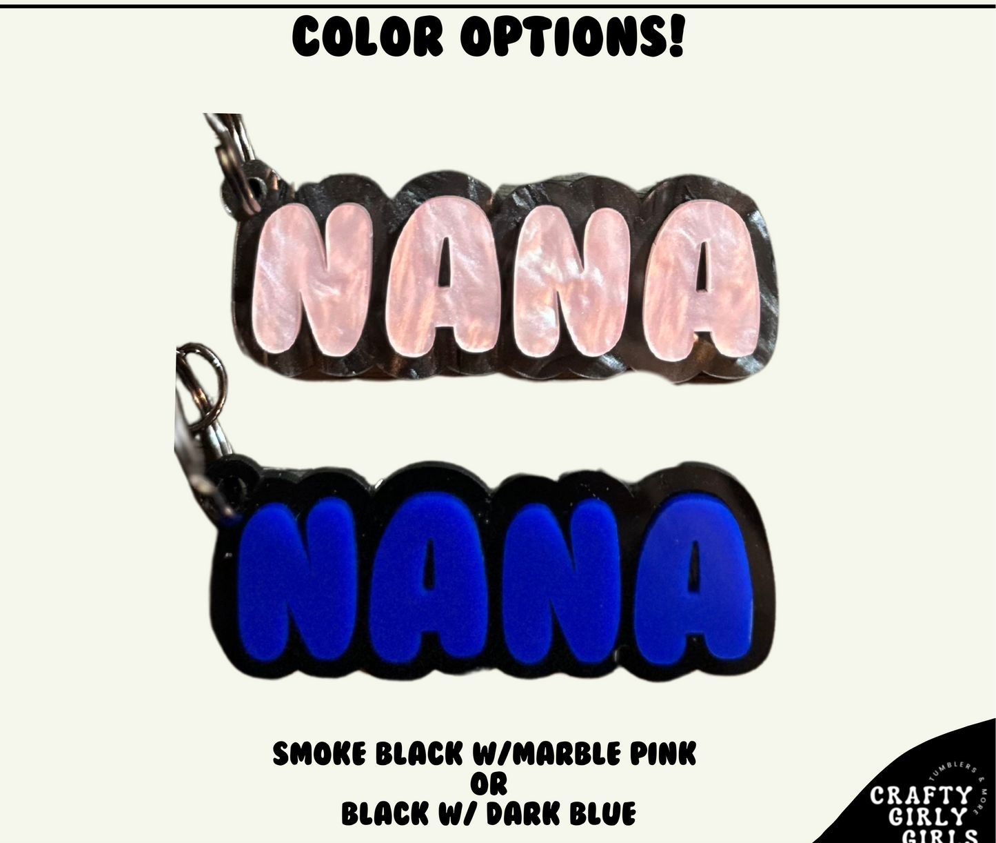 ACRYLIC GIGI, GRANDMA, MEEMAW, NANA KEYCHAIN - GRANDMA GIGI NANA MEEMAW