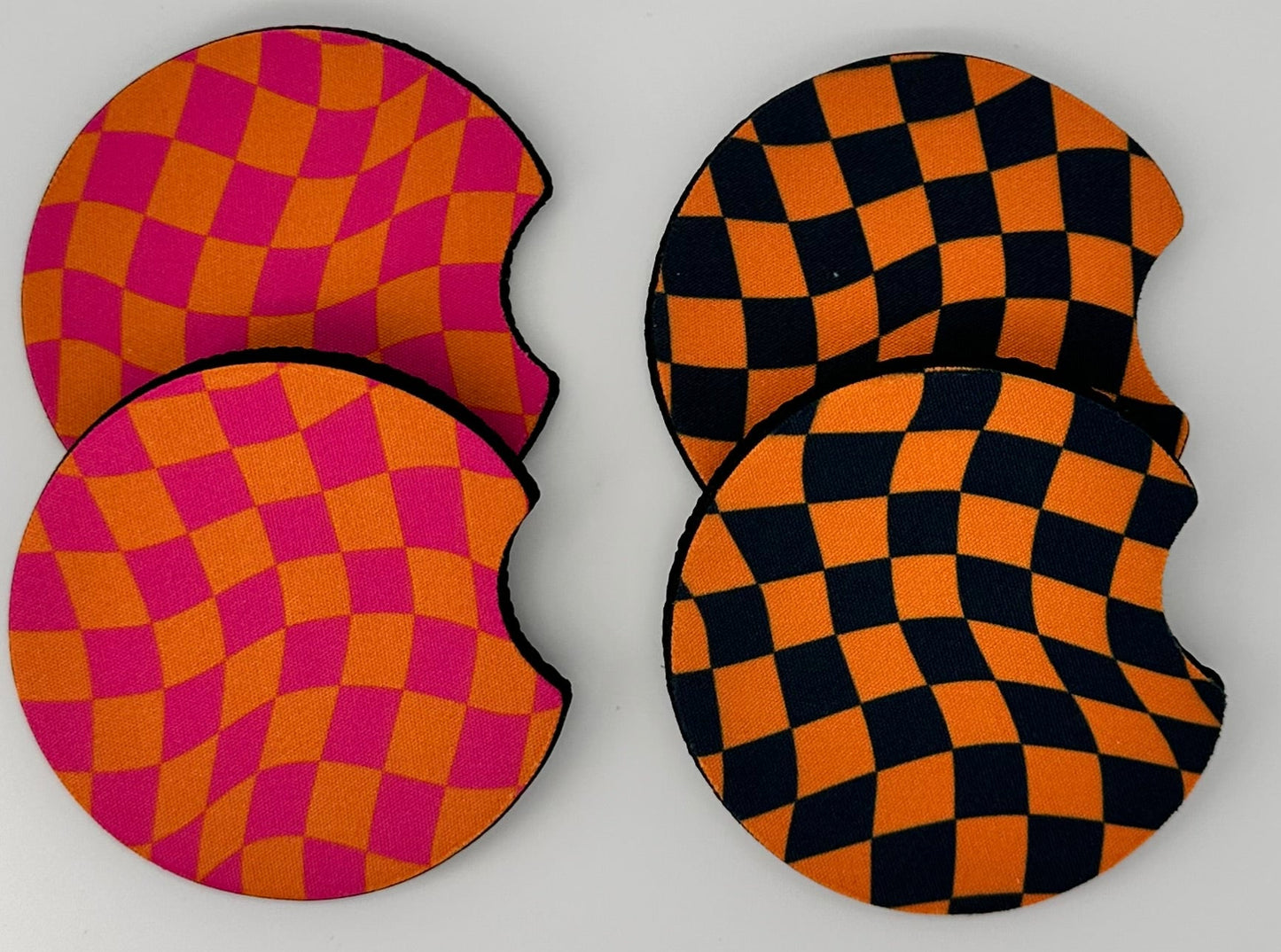 Wholesale 8 pack- Car Coaster 2pc Set- Unpackaged - Foam Polyester -Made with sublimation - Many Designs