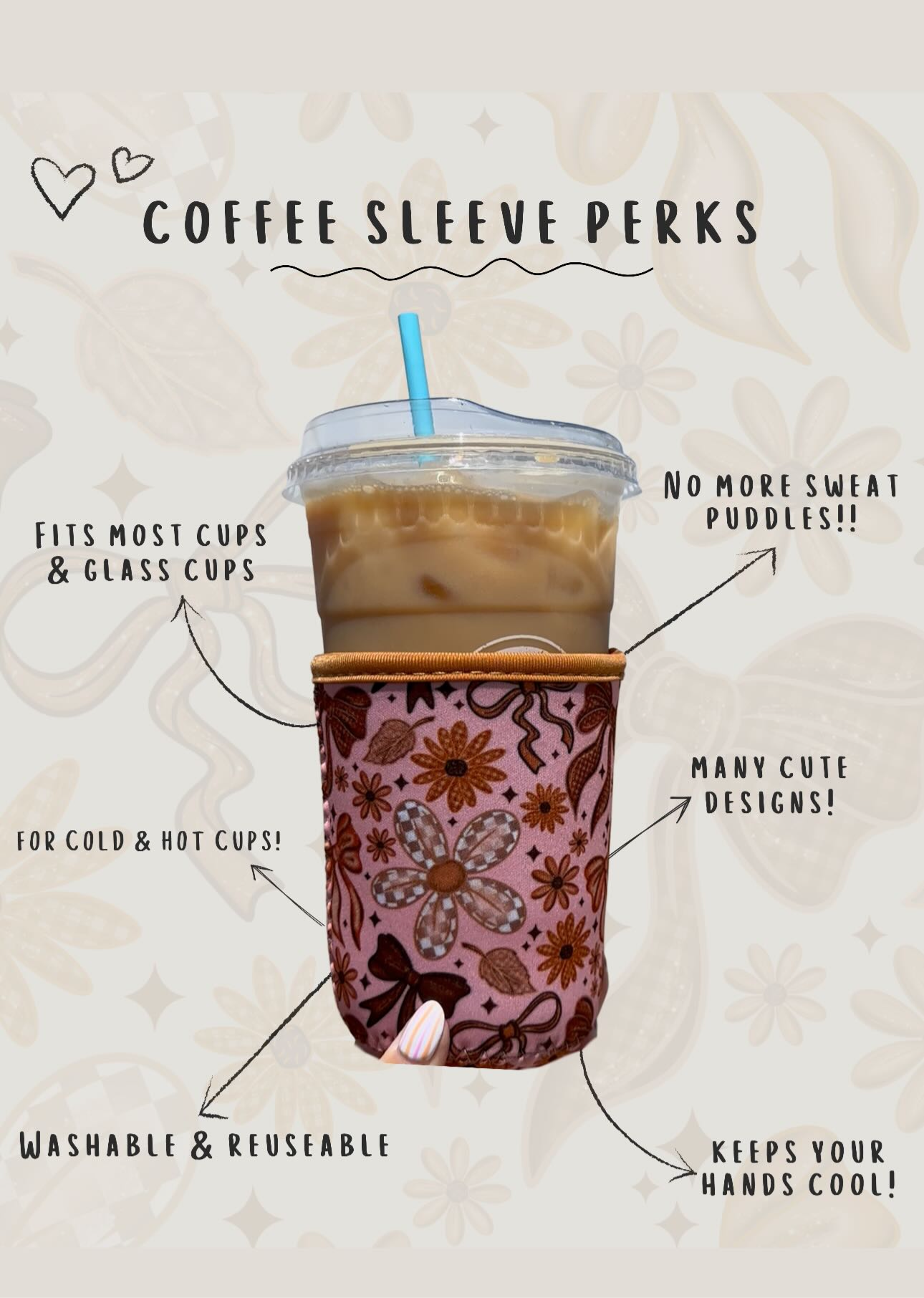 Fall Pumpkins Coffee Sleeve Coozies - Sweat Proof & Cute