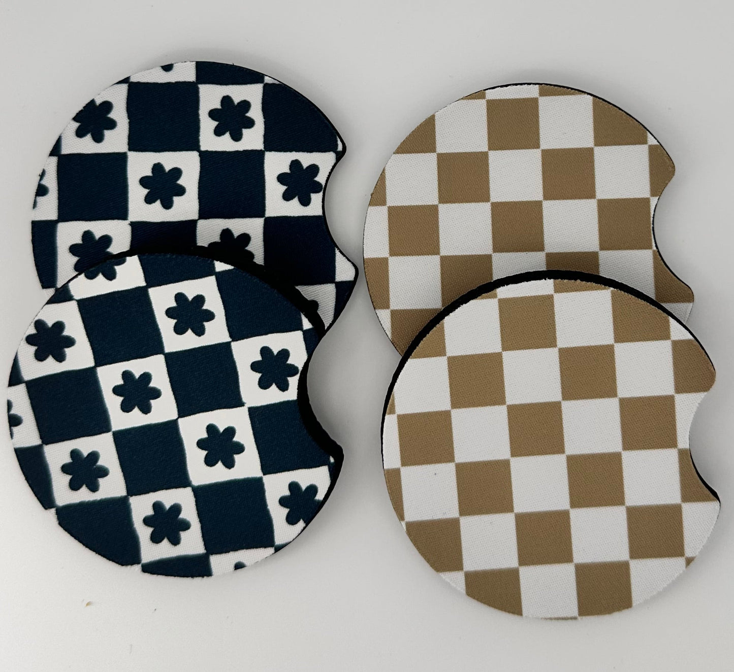 Wholesale 8 pack- Car Coaster 2pc Set- Unpackaged - Foam Polyester -Made with sublimation - Many Designs