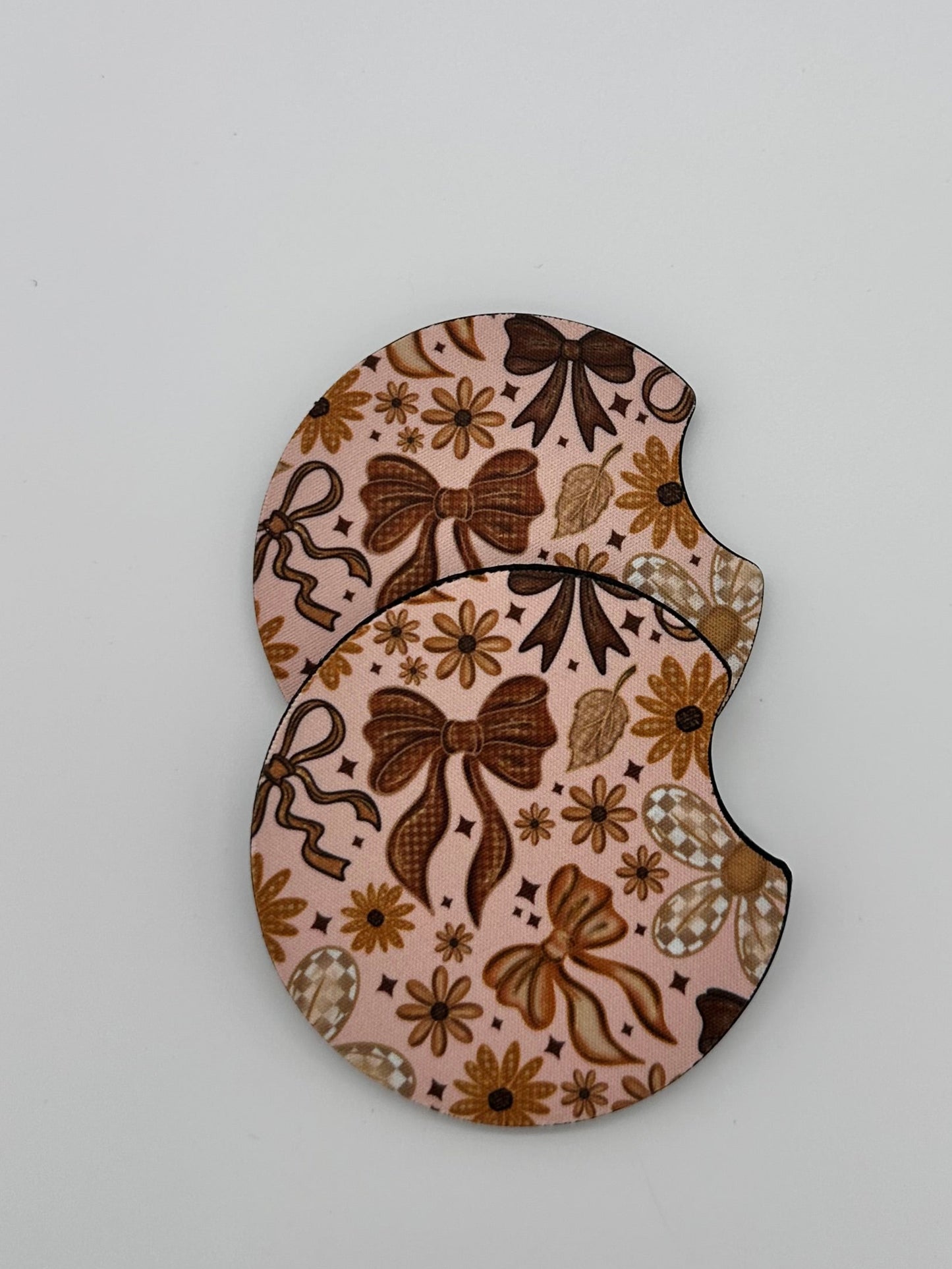 Wholesale 8 pack- Car Coaster 2pc Set- Unpackaged - Foam Polyester -Made with sublimation - Many Designs