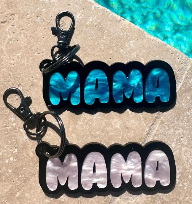 Acrylic Mama Keychains - Checkered, Neutral, Bright Design
