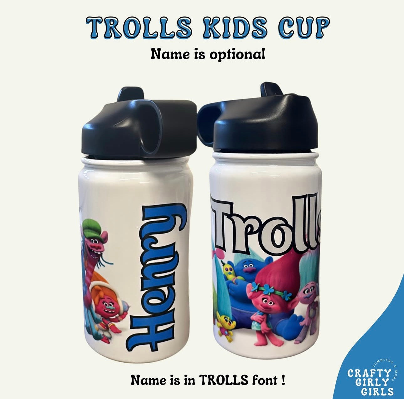 Trolls Kids Tumbler - 12oz Stainless Steel w/ name
