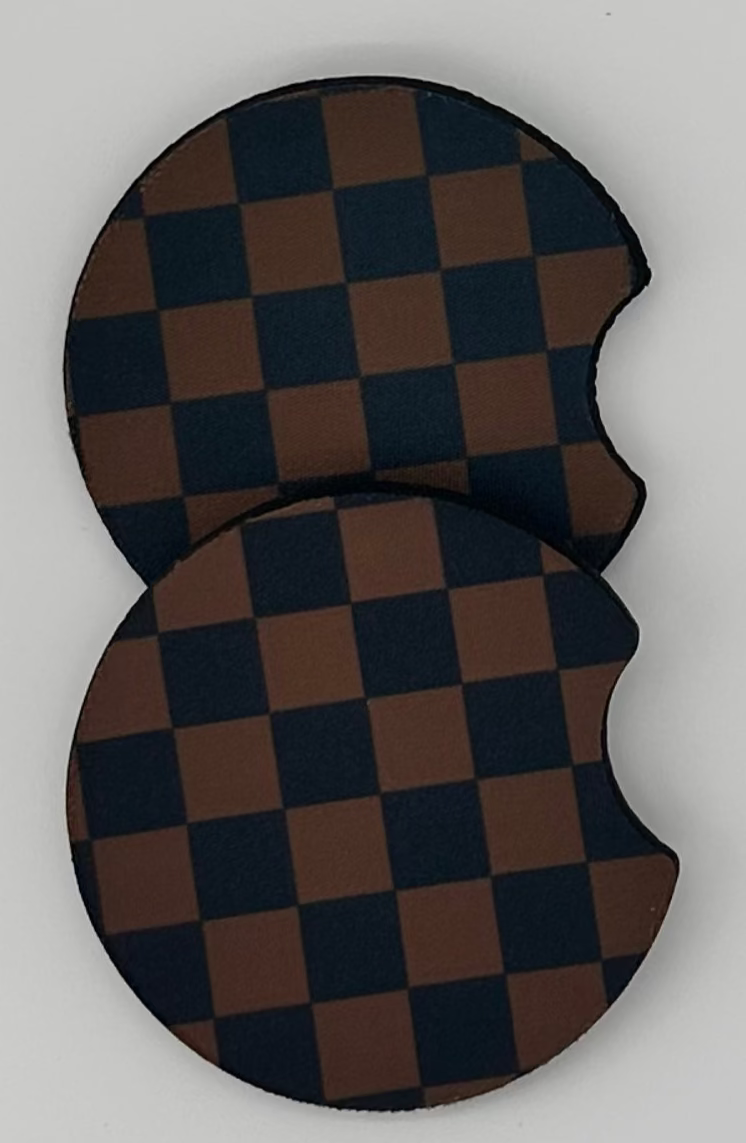 Wholesale 8 pack- Car Coaster 2pc Set- Unpackaged - Foam Polyester -Made with sublimation - Many Designs