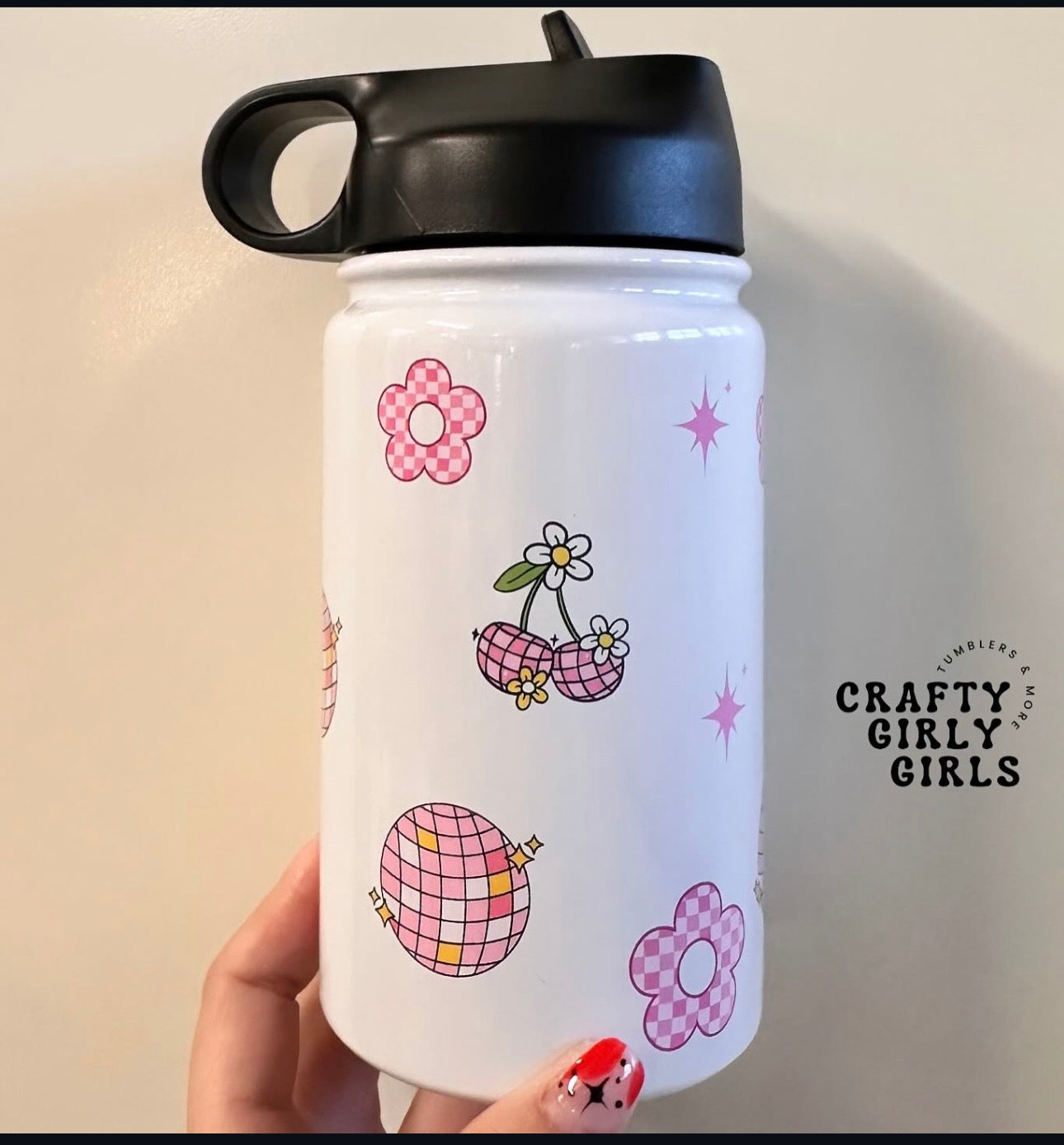 Disco Checkered/Cherrys Kids Tumbler - 12oz Stainless Steel