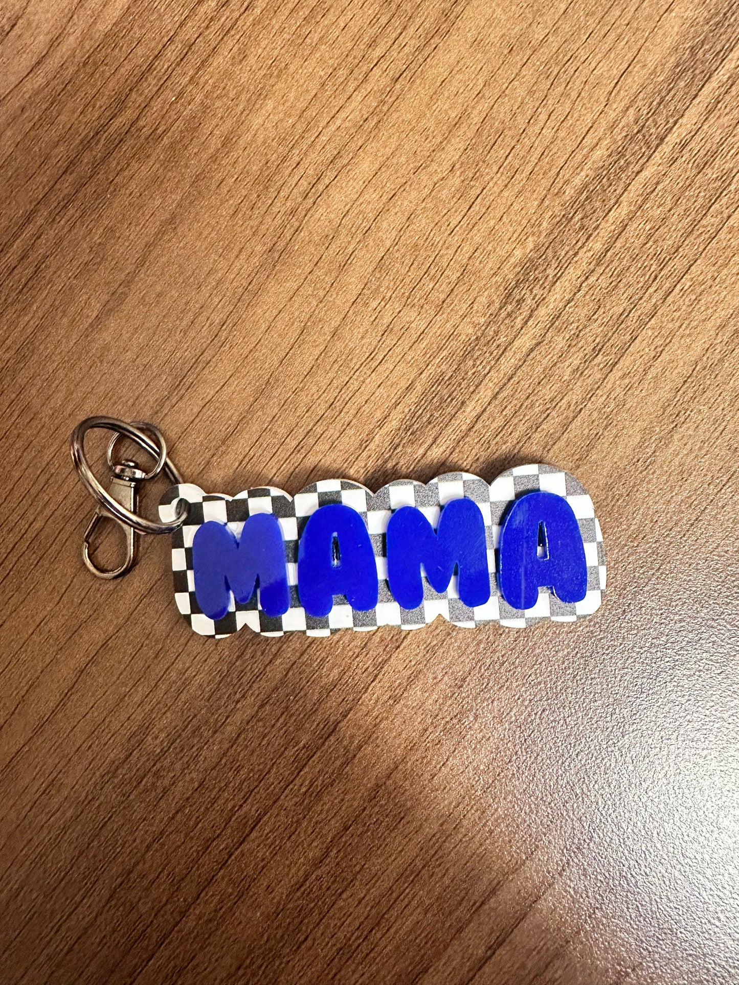 Acrylic Mama Keychains - Checkered, Neutral, Bright Design
