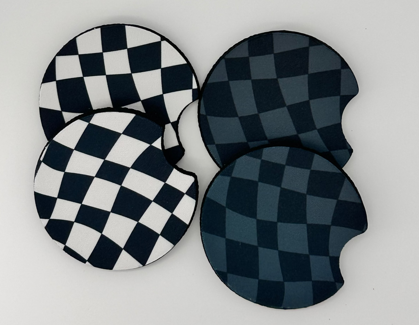 Wholesale 8 pack- Car Coaster 2pc Set- Unpackaged - Foam Polyester -Made with sublimation - Many Designs