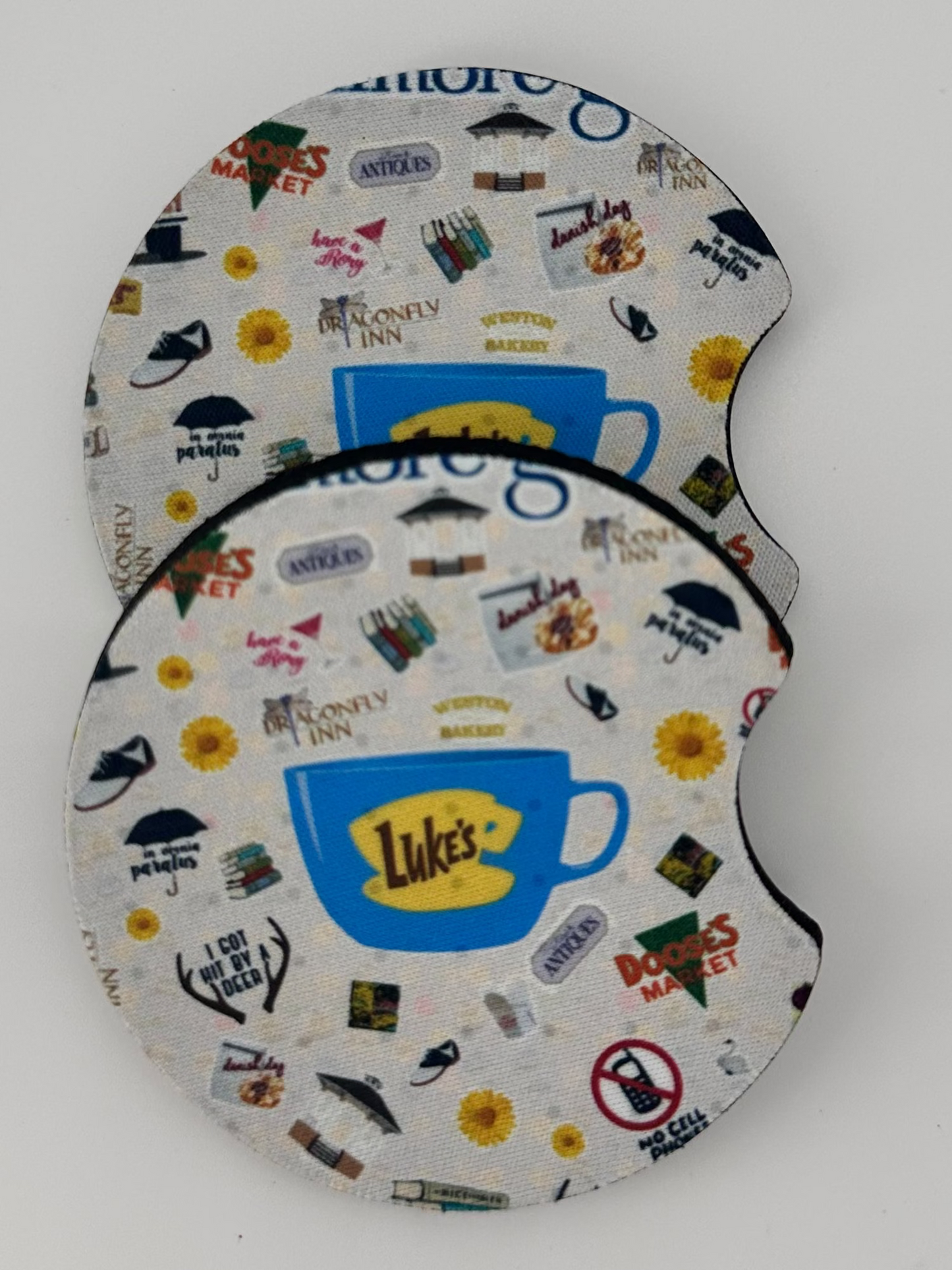 Wholesale 8 pack- Car Coaster 2pc Set- Unpackaged - Foam Polyester -Made with sublimation - Many Designs