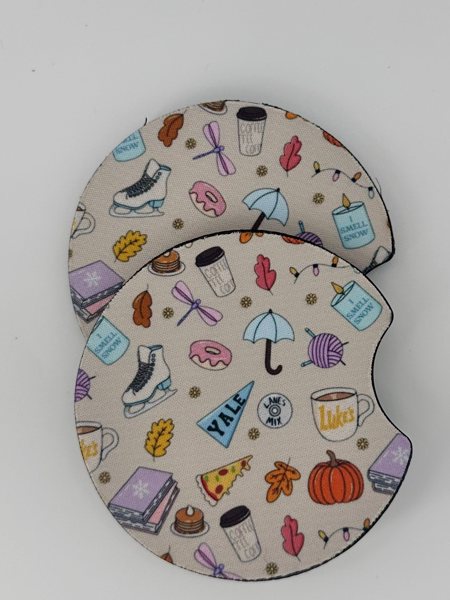Wholesale 8 pack- Car Coaster 2pc Set- Unpackaged - Foam Polyester -Made with sublimation - Many Designs