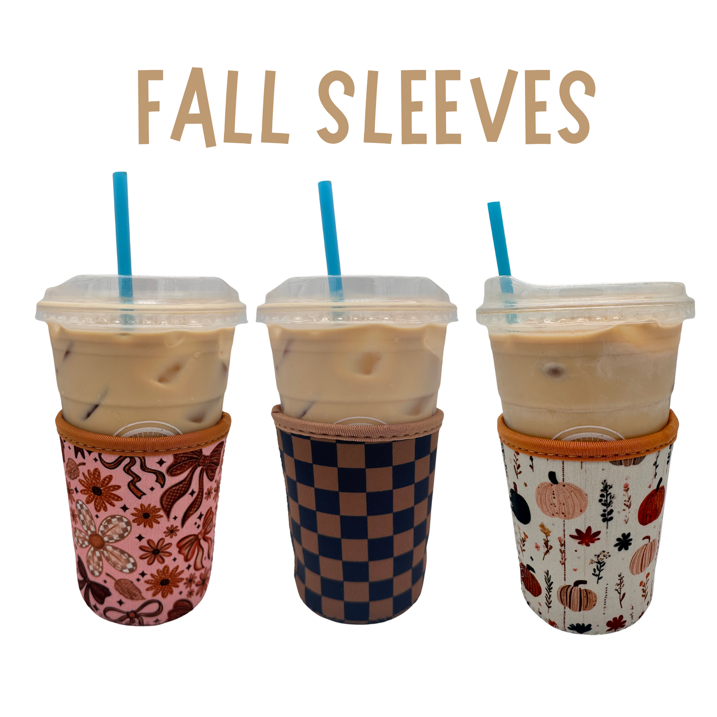 Fall Pumpkins Coffee Sleeve Coozies - Sweat Proof & Cute