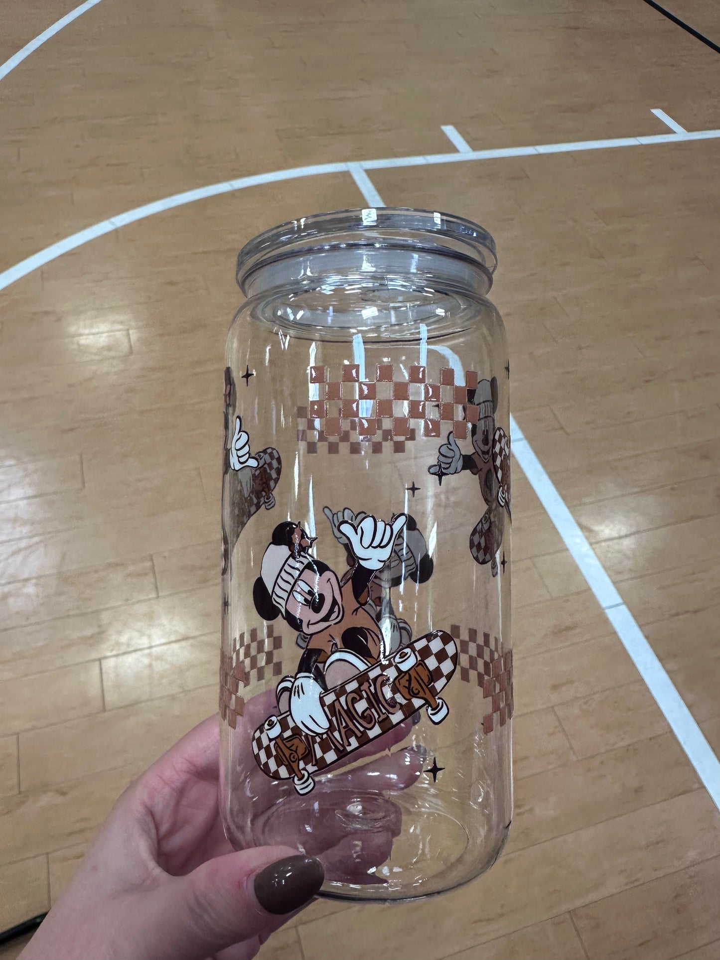 Mickey Mouse Checkered - Plastic Cup w/ Straw UV VINYL