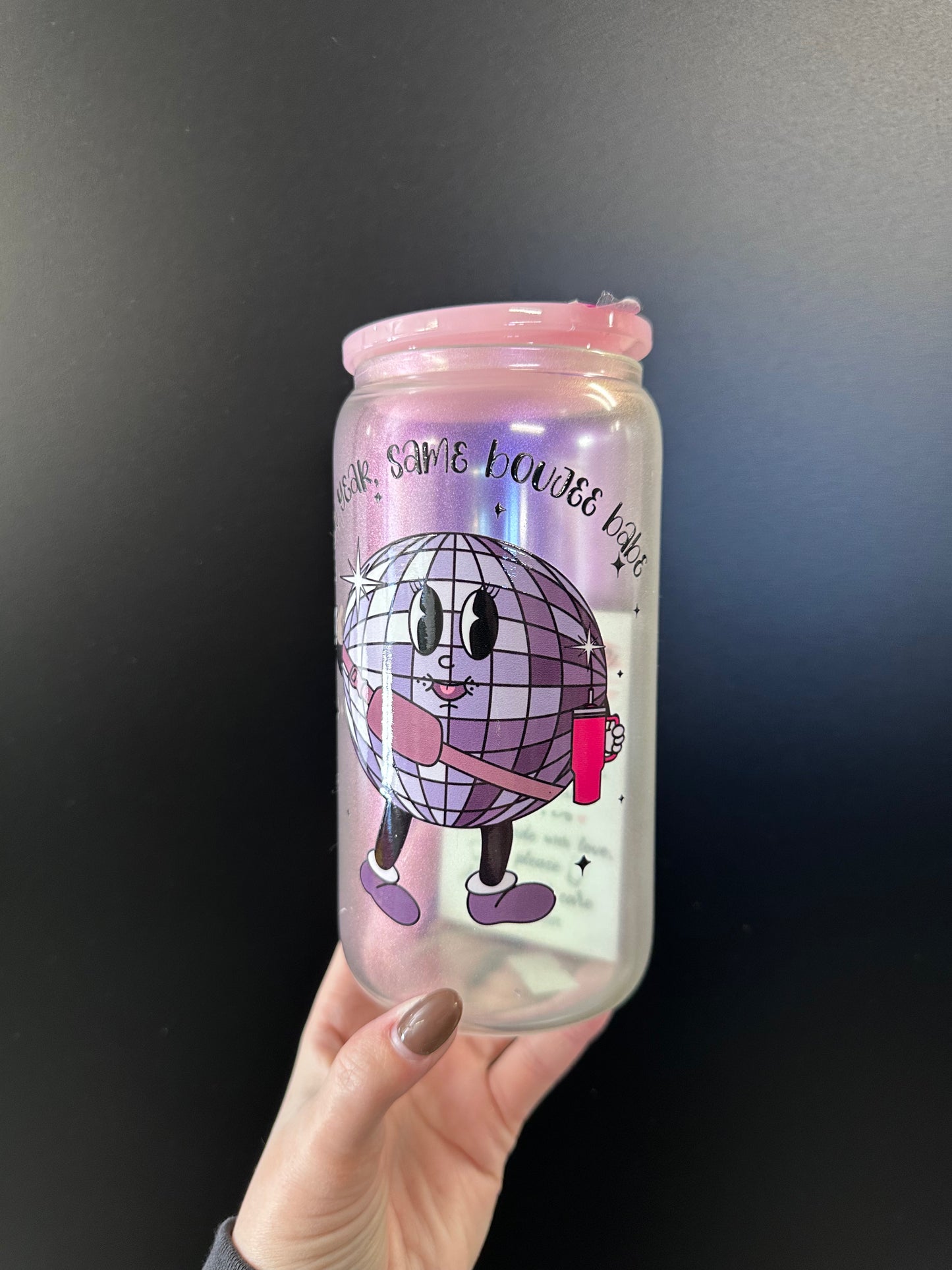 New year same bougee babe-16oz with lid + straw! UV DECAL