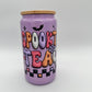 Spooktacular Teacher Purple Shimmer Glass Cup -16oz with lid + straw! UV DECAL