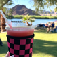 Hot Pink/Black Checkered Coffee Sleeve Coozies - Sweat Proof & Cute