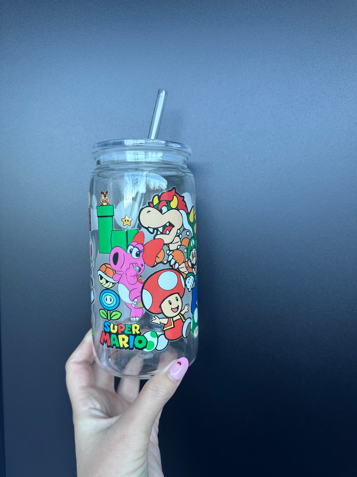 Mario with Flaw- Plastic Cup w/ Straw UV VINYL