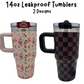 14oz Kids Leak Proof Tumblers -UV Screen Printed - Checkered & Floral