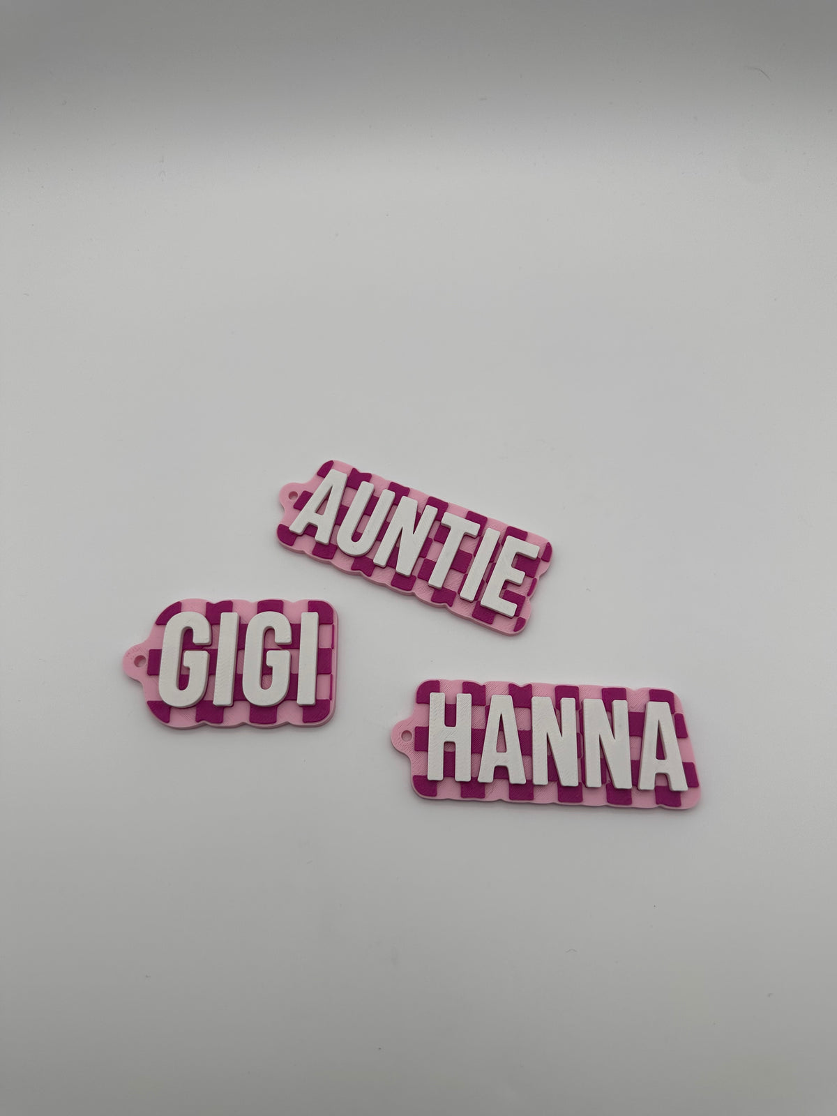 Pink Personalized Checkerboard Keychain