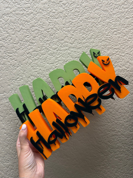 Happy Halloween Decor 3d Printed 9” wide