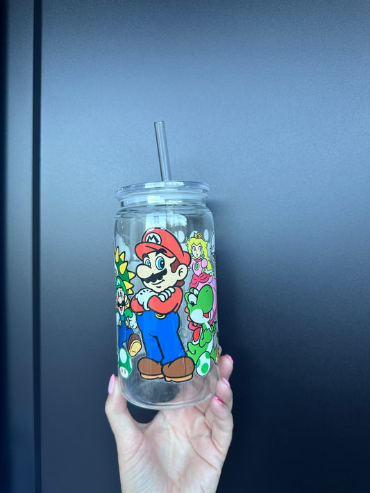 Mario with Flaw- Plastic Cup w/ Straw UV VINYL