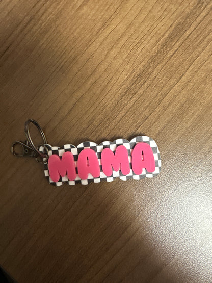 Acrylic Mama Keychains - Checkered, Neutral, Bright Design