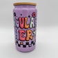 Spooktacular Teacher Purple Shimmer Glass Cup -16oz with lid + straw! UV DECAL