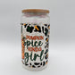 Pumpkin Spice Kinda Girl Green Iridescent Glass Cup -16oz with lid + straw! UV DECAL
