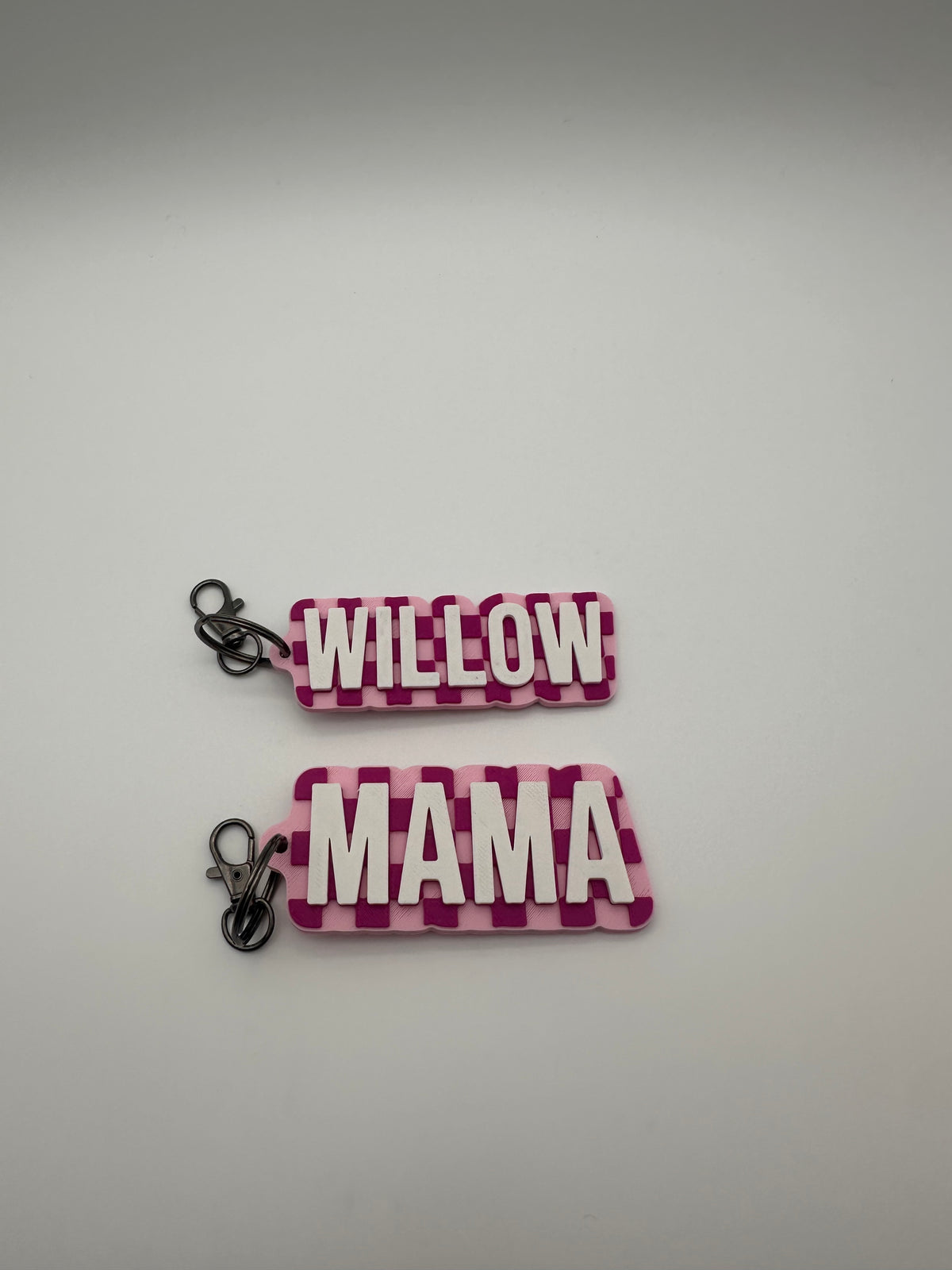 Pink Personalized Checkerboard Keychain