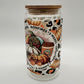 Fall Bonfire Clear Glass Cup -16oz with lid + straw! UV DECAL