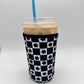 Black Floral Checkered SHORT & TALL Coffee Sleeve Coozies - Sweat Proof & Cute