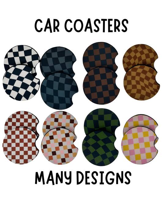 Car Coaster 2pc 1 Pack Set - Foam Polyester -Handmade with Sublimation - Many Designs -1 pack