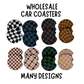 Wholesale 8 pack-  Car Coaster 2pc Set- Unpackaged - Foam Polyester -Made with sublimation - Many Designs