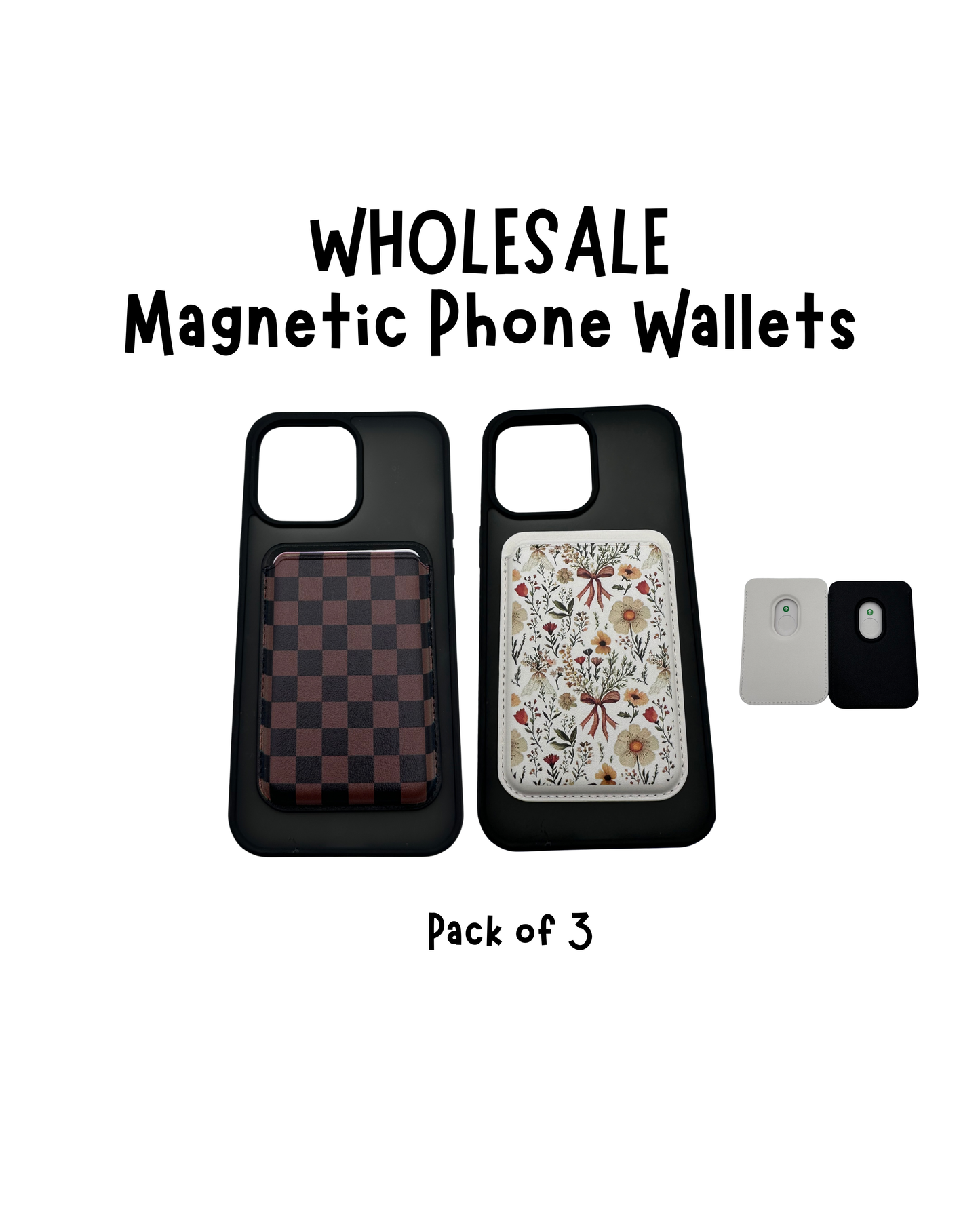 Wholesale - Magnetic Phone Wallet for Phone Case - Pack of 3