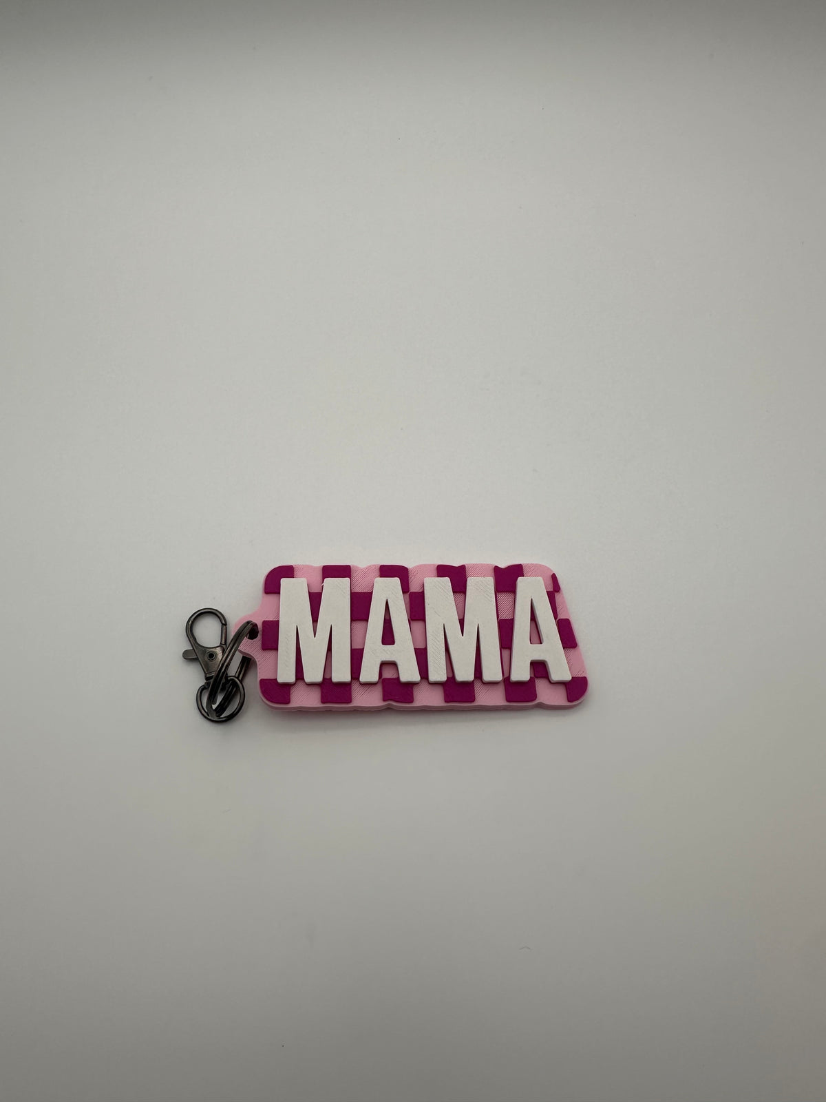 Pink Personalized Checkerboard Keychain