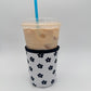 Black Floral Coffee Sleeve Coozies - Sweat Proof & Cute