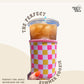 Hot Pink/Yellow Checkered Coffee Sleeve Coozies - Sweat Proof & Cute