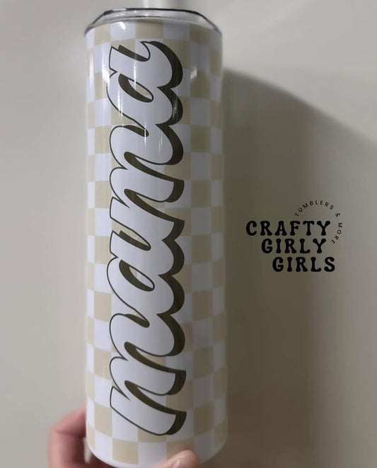 Mama Checkered 20oz Stainless Steel Tumbler