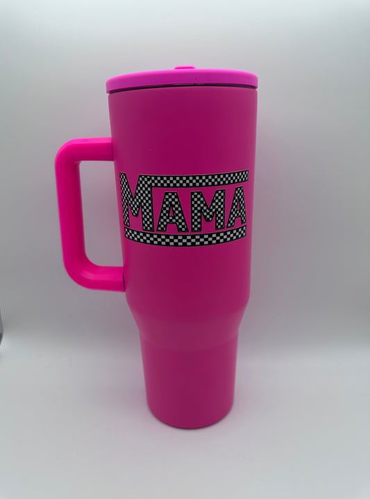 Mama  - Hot Pink Leakproof Engraved 40oz Stainless Steel UV VINYL